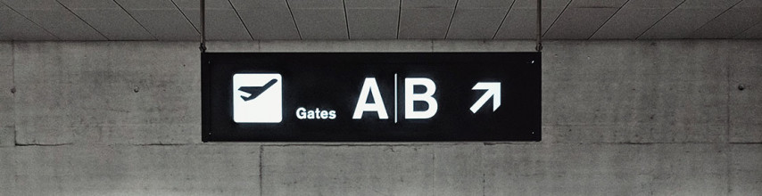 Image or a boarding gate at an airport